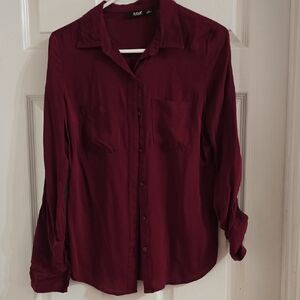 a.n.a Women's Burgundy Button-Down Shirt